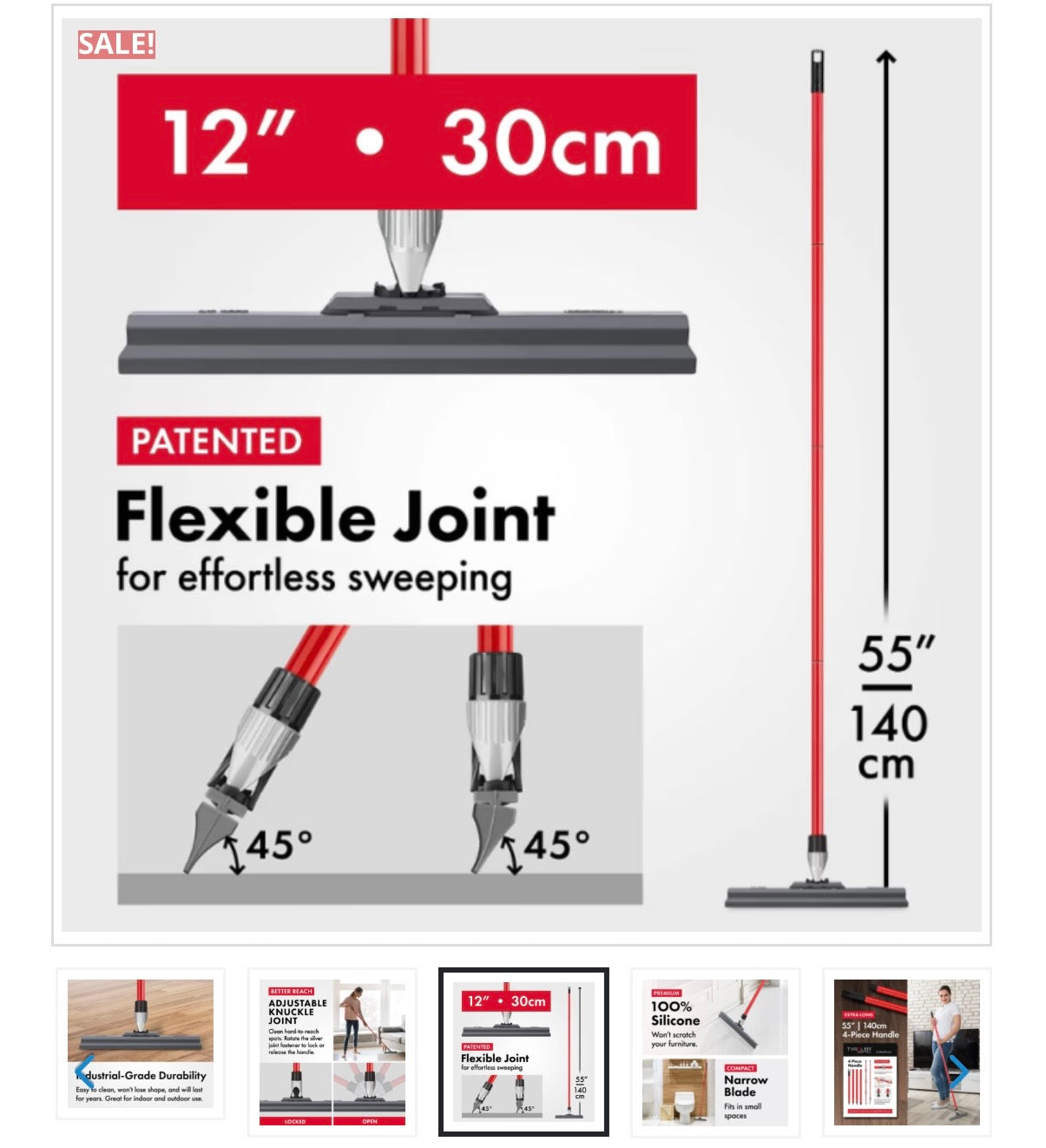 TYROLER SILICNE FLOOR SQUEEGEE 12″ W/ SWIVEL