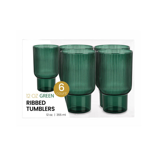 Ribbed Tumblers 12 oz Green