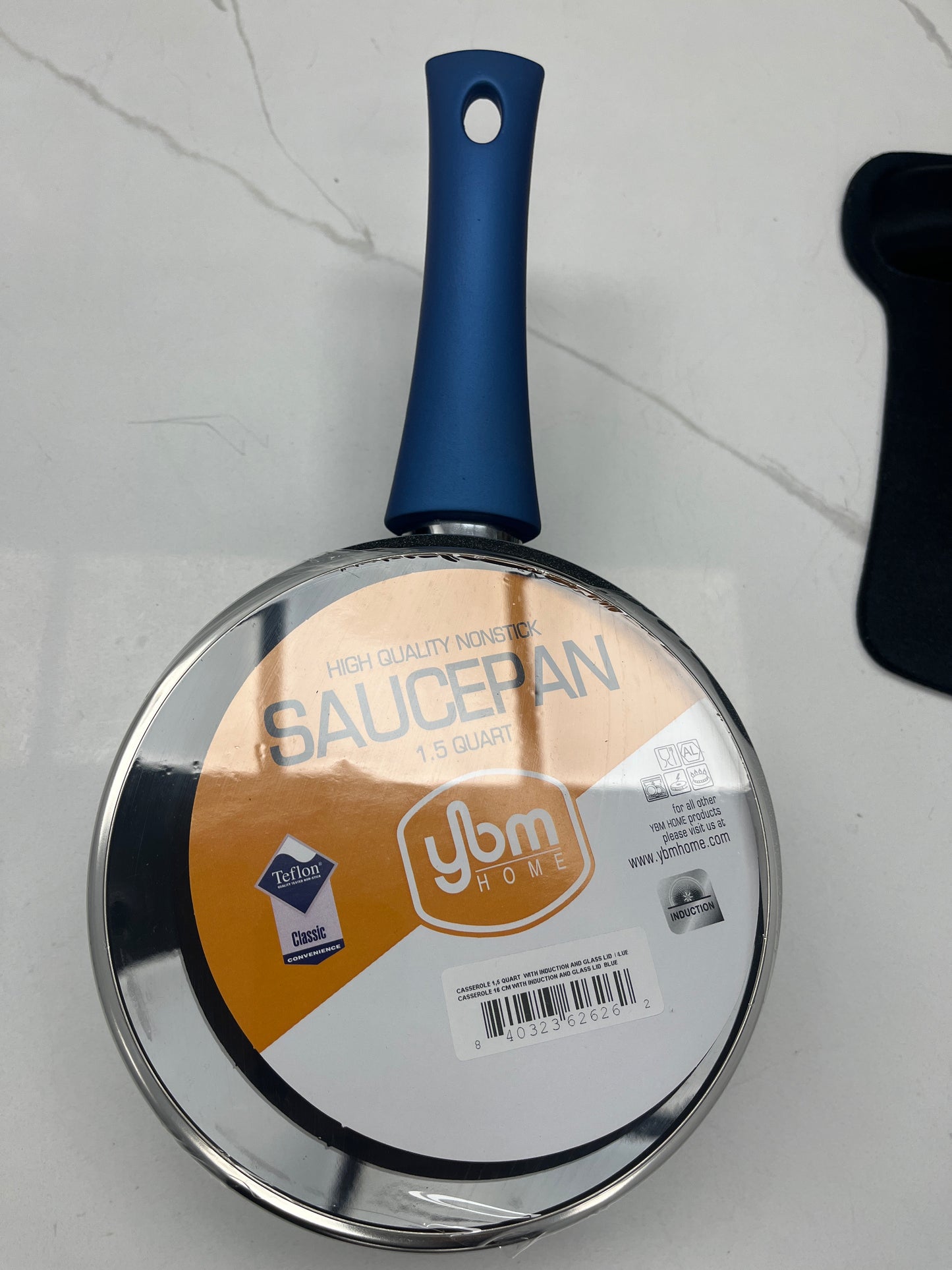 High-quality nonstick saucepan 1.5 quart blue handle