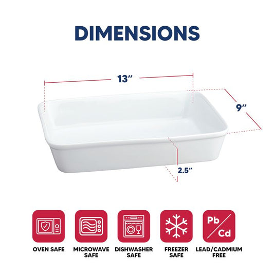 HIC Kitchen Lasagna Pan, White 12x9