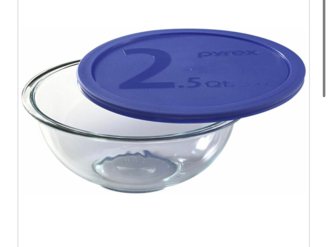 PYREX-MIXING BOWL-COVERED – 2.5 QT-BLUE COVER