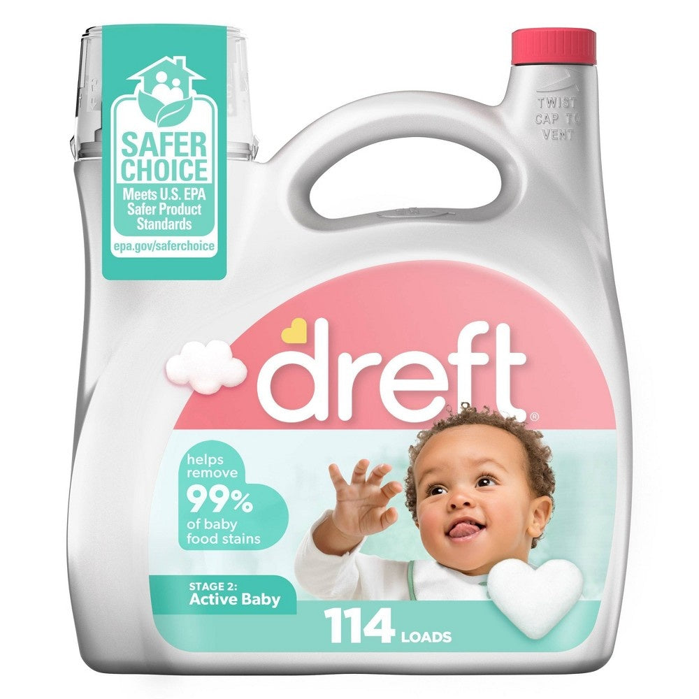 Dreft Stage 2 Active Baby Liquid Laundry Detergent Hypoallergenic 114 loads - 150oz