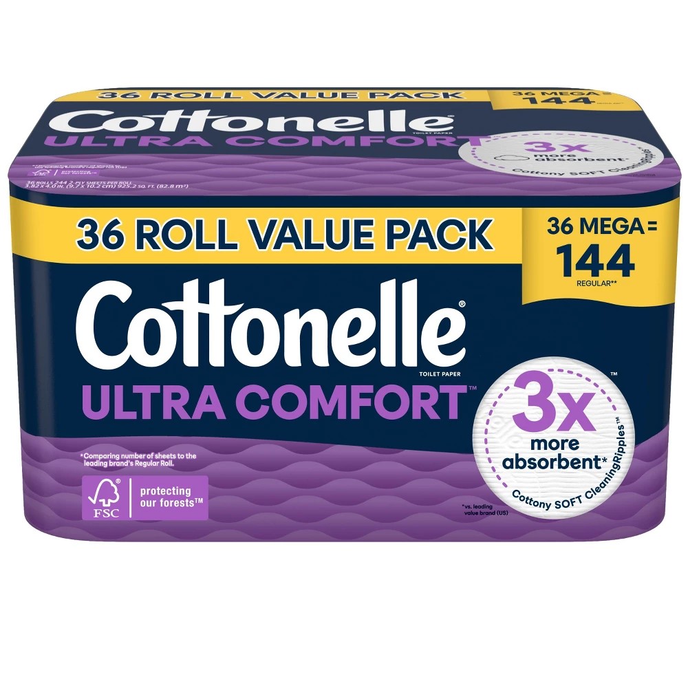 Cottonelle toilet paper 36 mega = 144