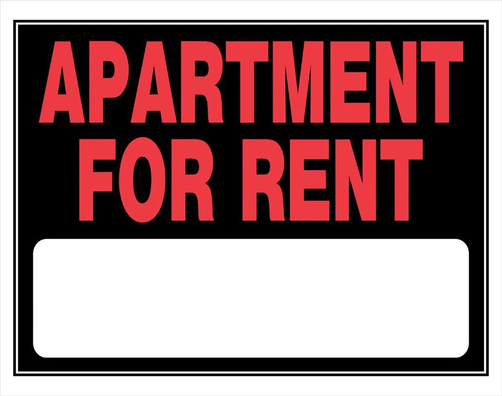 Apartment for rent sign