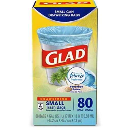 Glad 4 gallon waste paper bags with Febreze 80 count