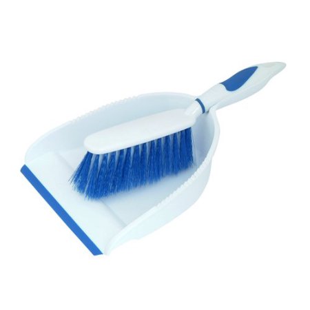 dust pan set w/brush blue