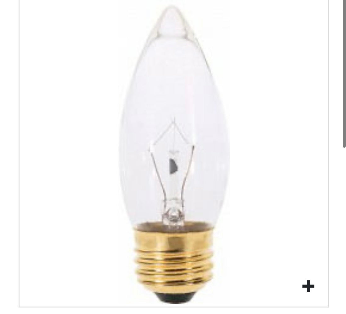 TORPEDO-MED BASE-CHANDELIER 25 watt CLEAR