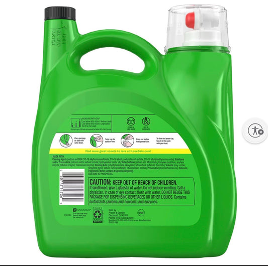 Gain + Oxi Liquid Laundry Detergent - Original Scent, 159 loads/170 oz.