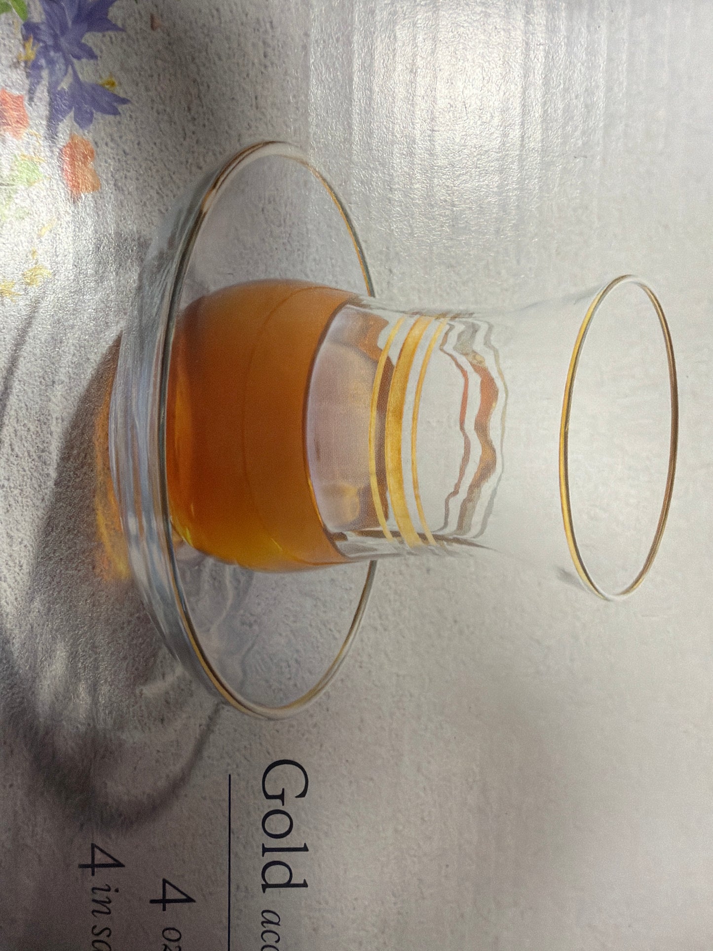 Vikko - Cays, Glass Teacup and Saucer, Gold Rim, 5.5 oz, 6 Pk