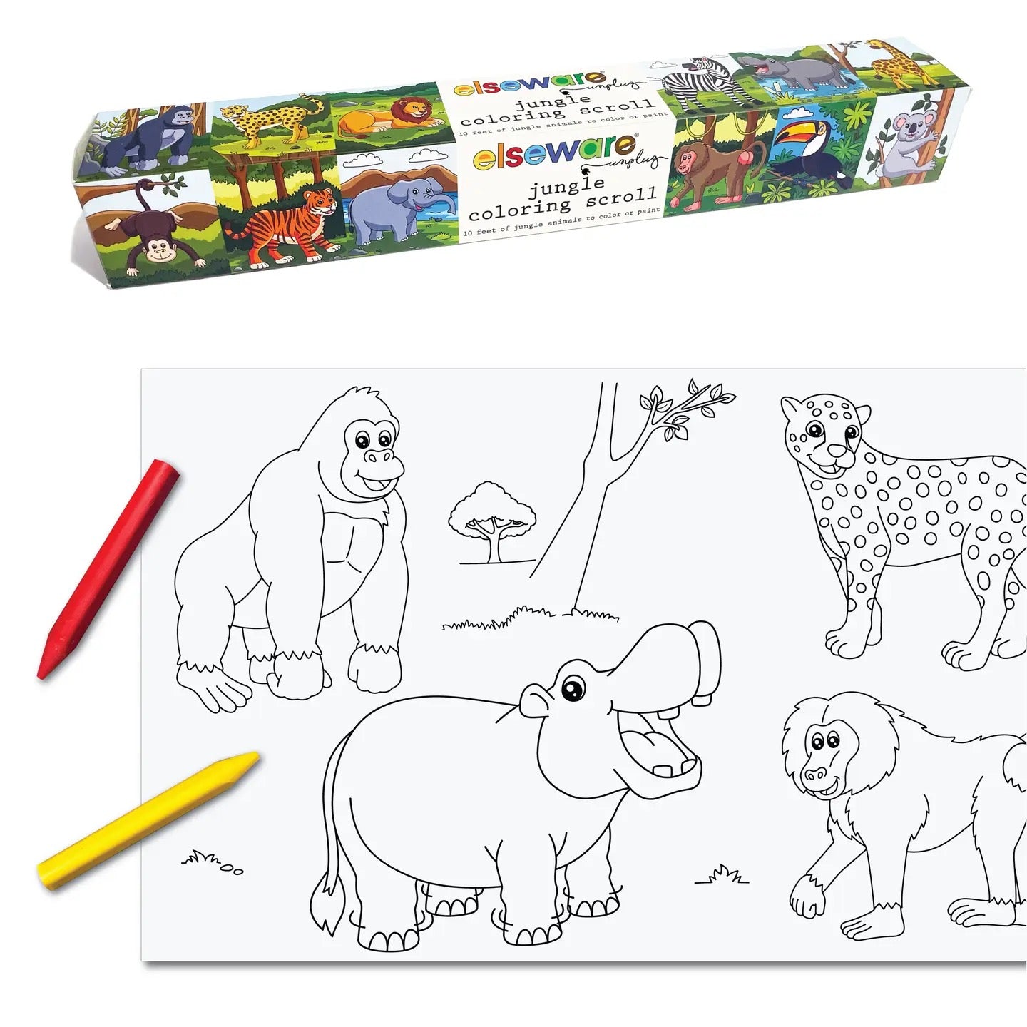 Elsewhere jungle coloring, scroll 10 feet of jungle animals to color or paint