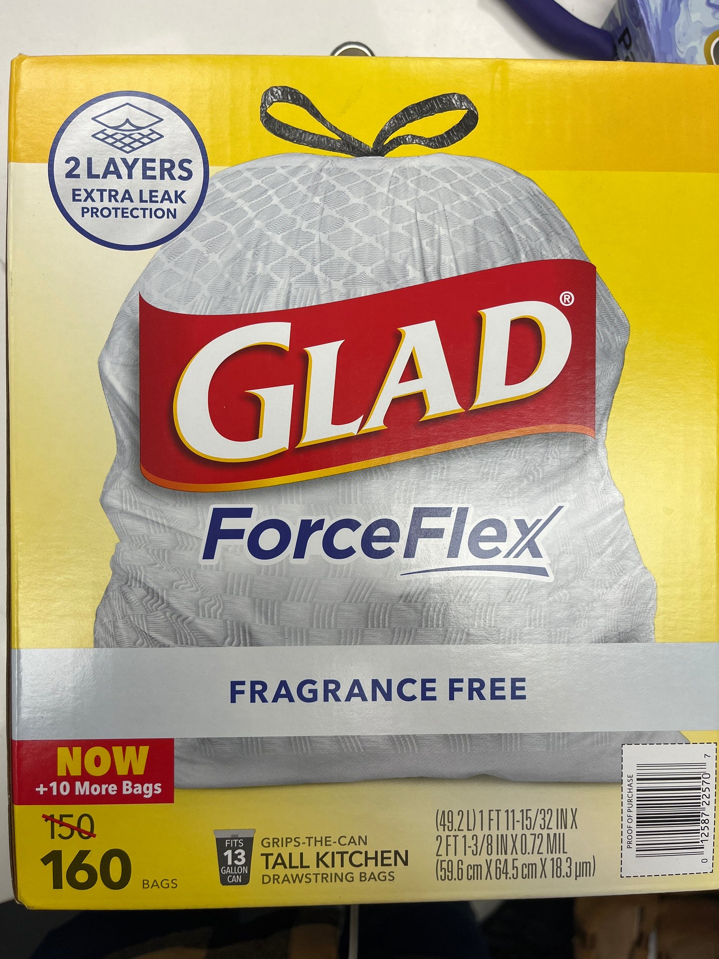 Glad force flex 13 gallon kitchen bags white