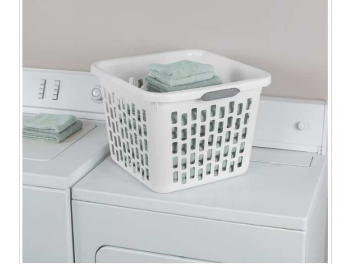 LAUNDRY BASKET-SQ 1.5 BUSHEL WHITE