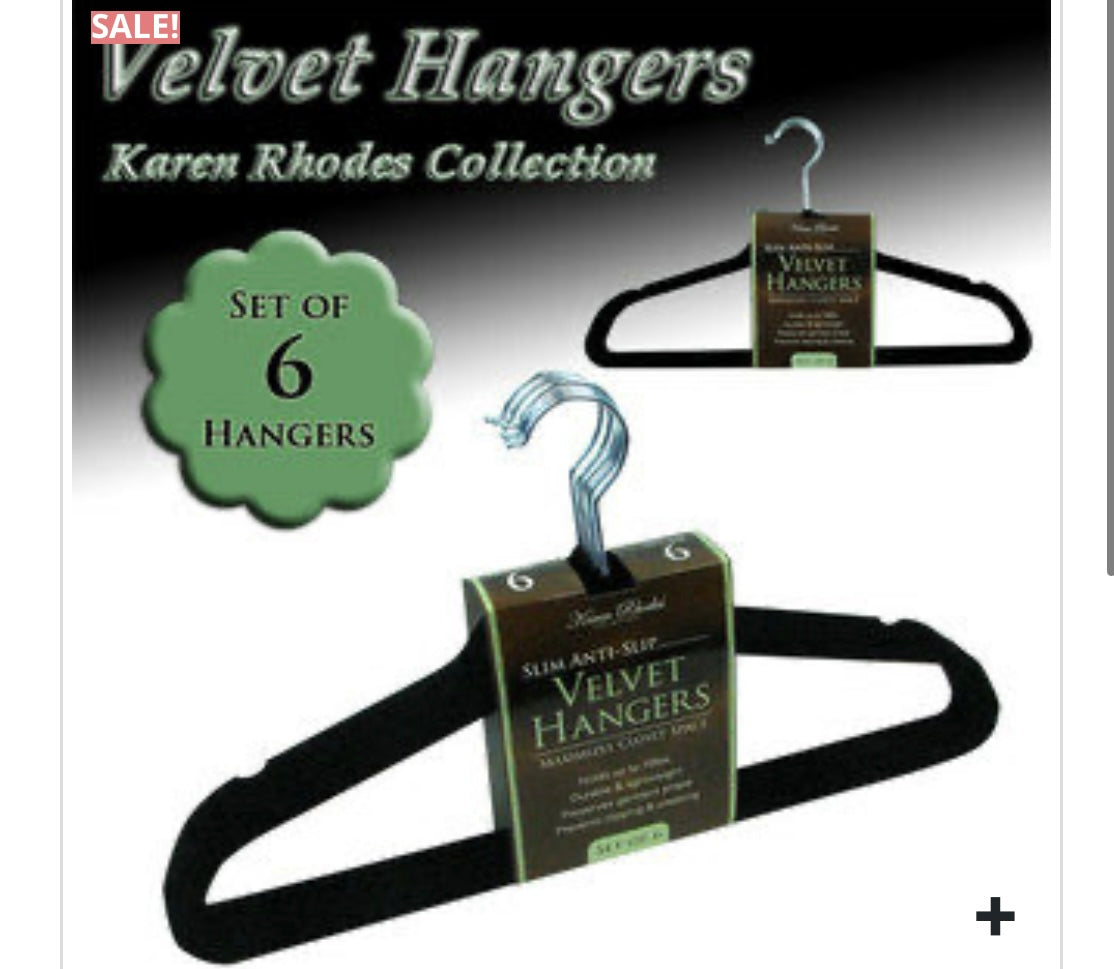 HANGER-VELVET-BASIC PK/6 BLACK