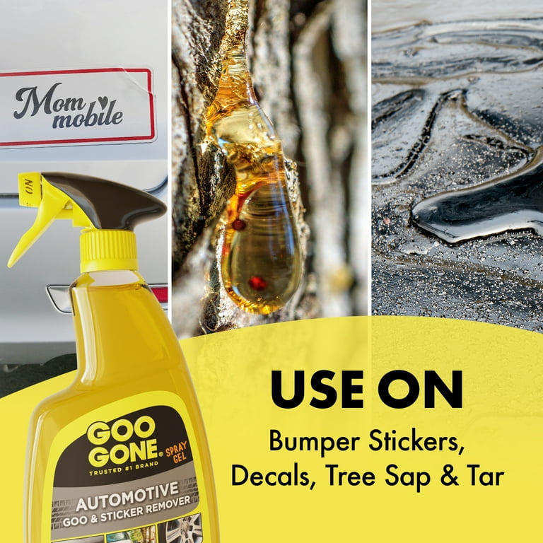 Goo Gone Automotive Adhesive Spray Gel Cleaner for Tires, Rims, Stickers, Bugs, Tar & Sap - 24 oz