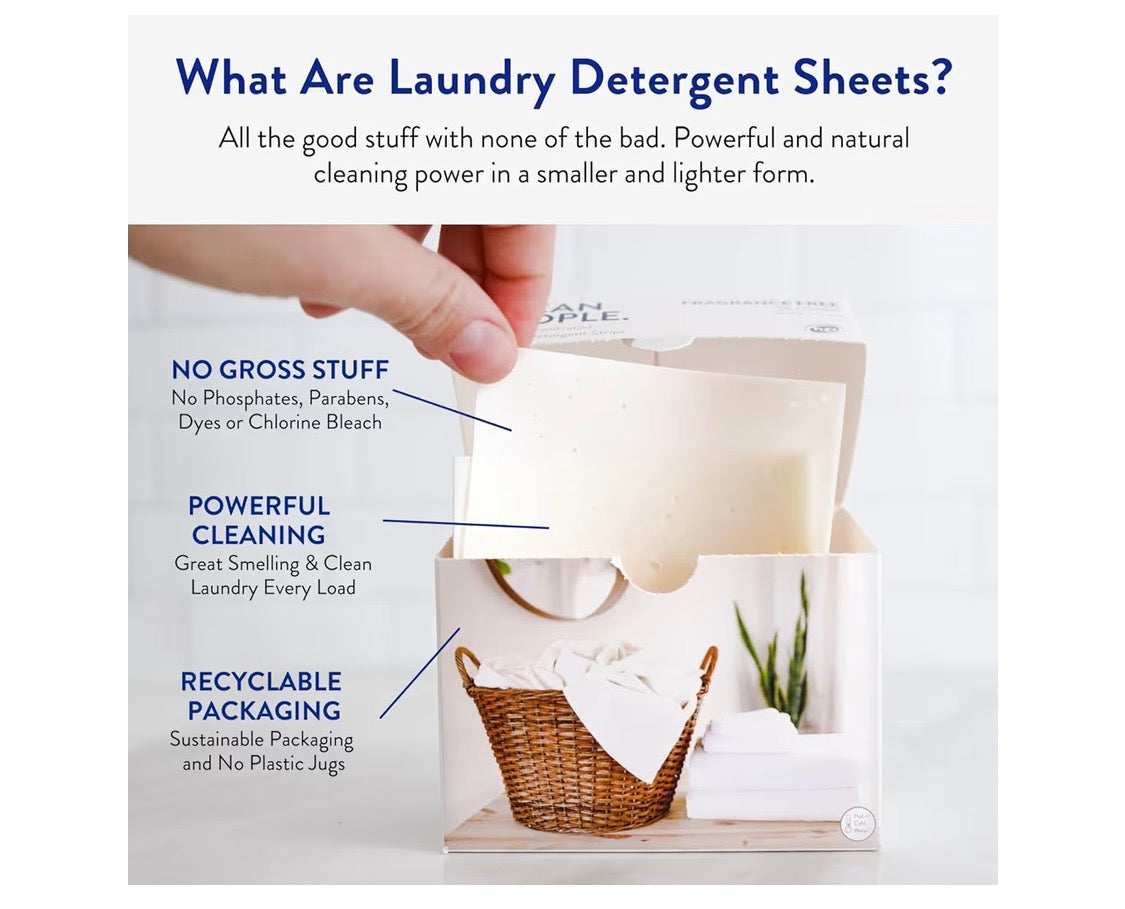 The Clean People Laundry Detergent Sheets - Laundry Soap - Ultra Concentrated, Recyclable Packaging, Stain Fighting - Fresh Scent, 96 Pack