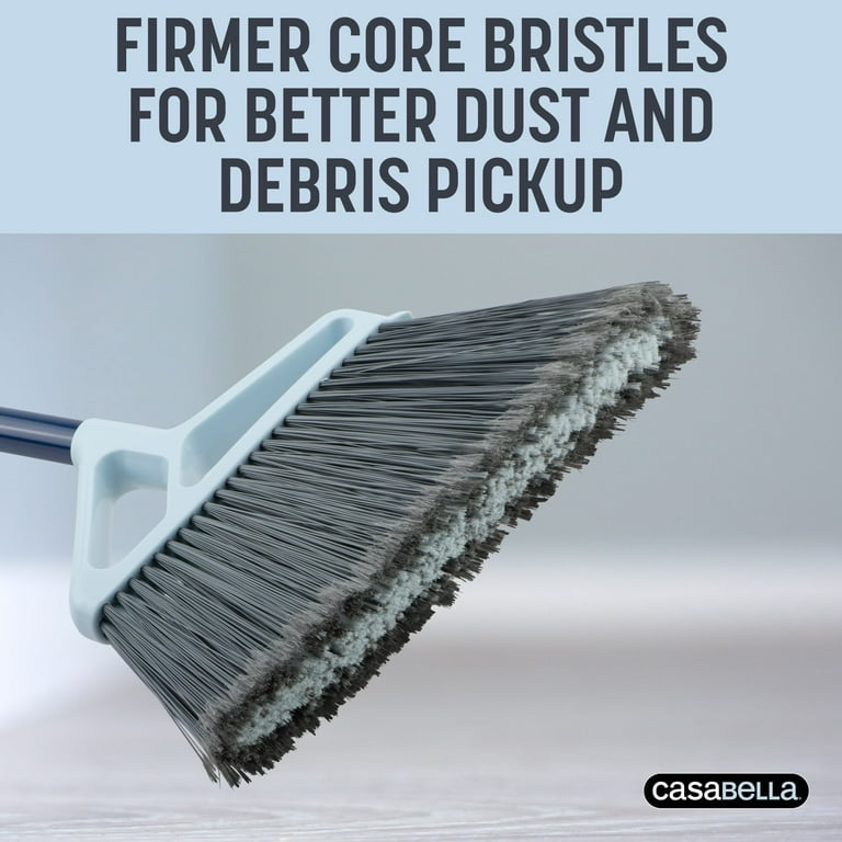 Casabella XL Power Core Broom 15" Brush Width + Dustpan w/ Integrated Scraper Rubber Lip 53" Length