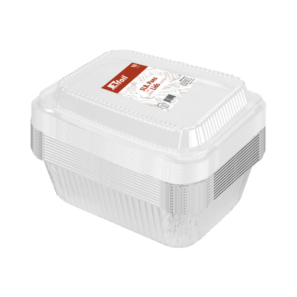 5lb. Pans Aluminum Pans With Plastic Lids (10 Count)