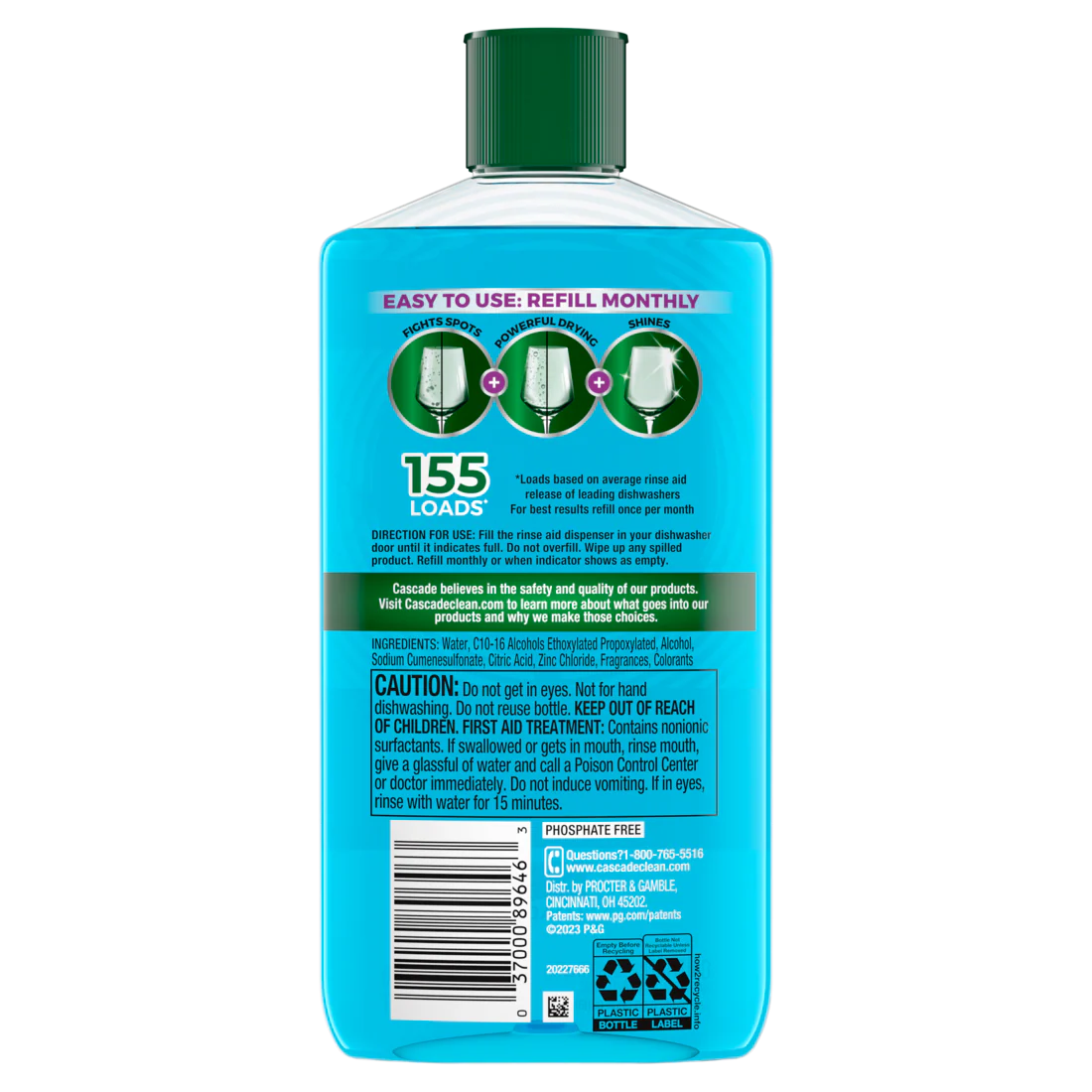 Cascade Power Dry Dishwasher Rinse Aid - 16oz