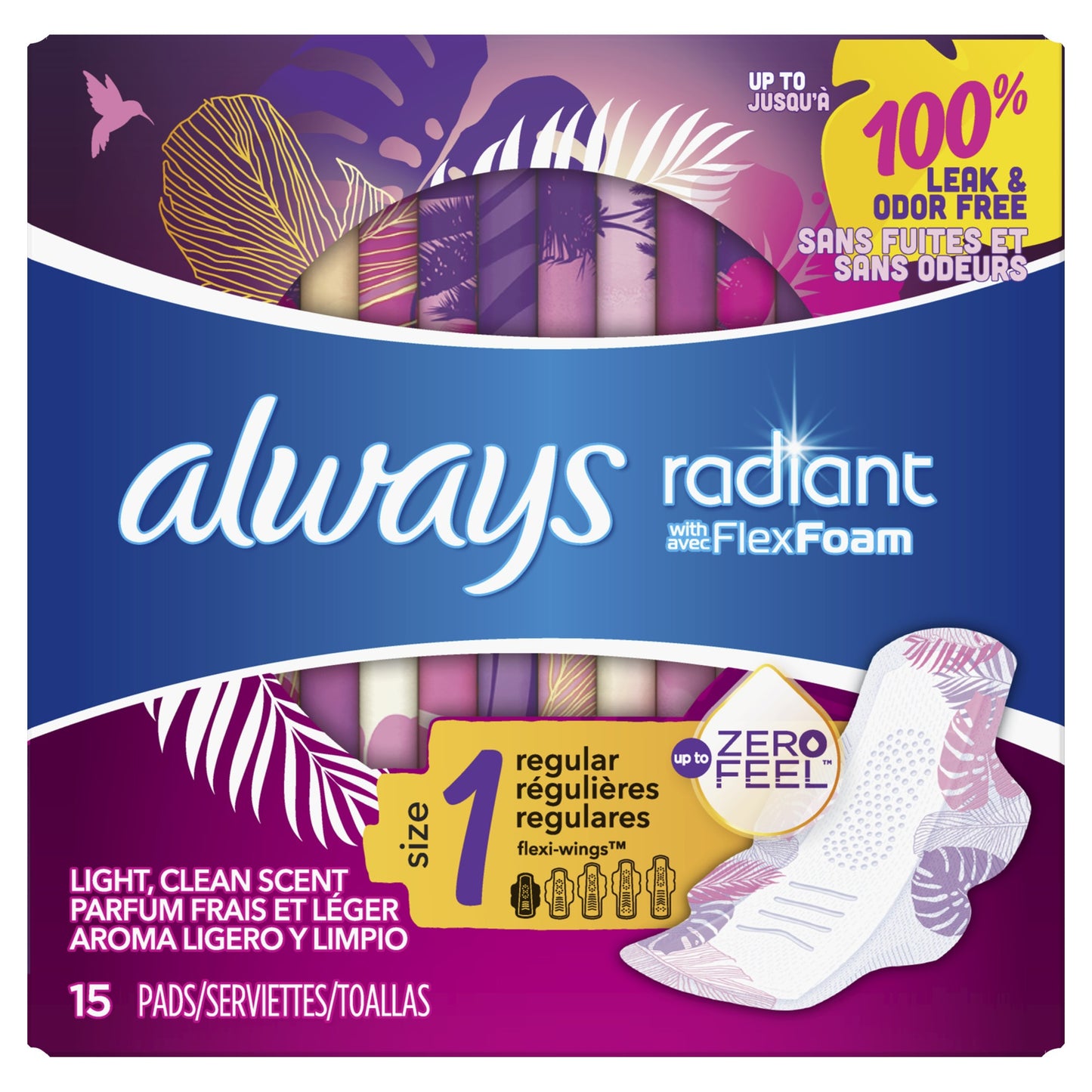 Always zero feel size 1 15 pads