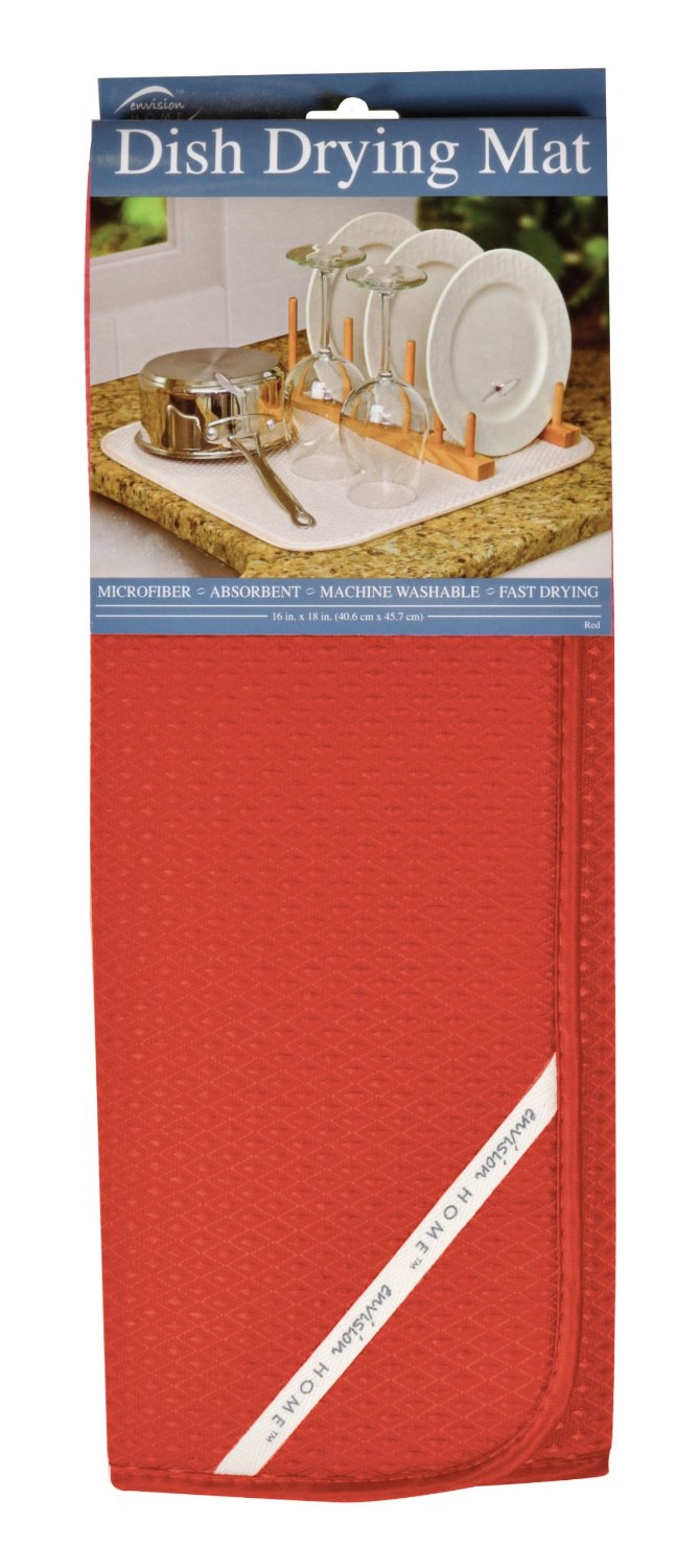 Dish Drying Mat Red 16"x18"