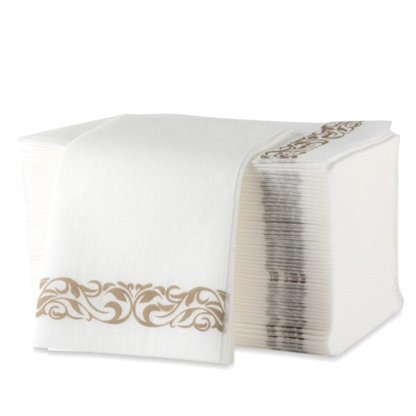 Linen Napkins Gold Border 50 count