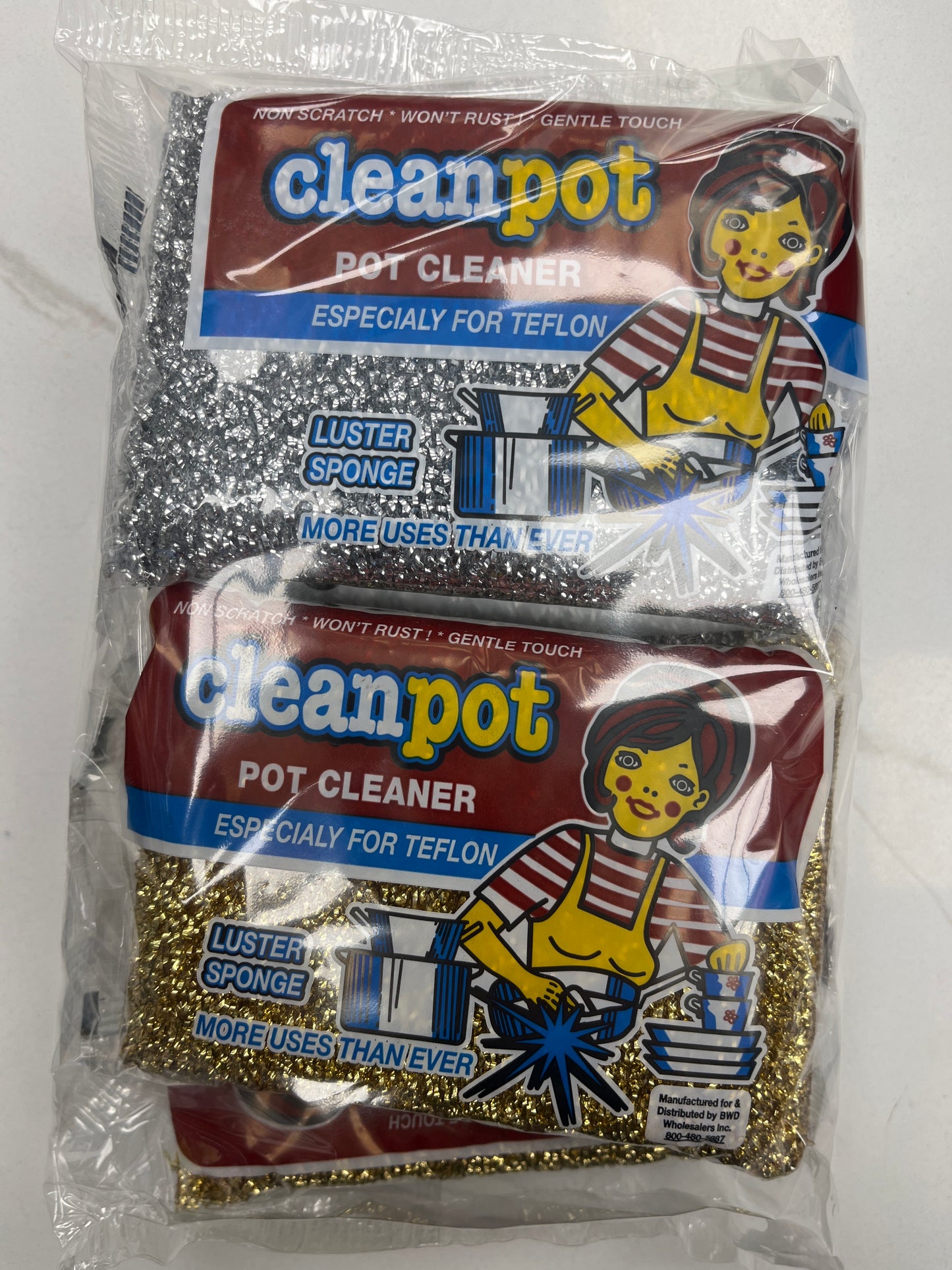 Clean pot Golden silver sponges 4pk