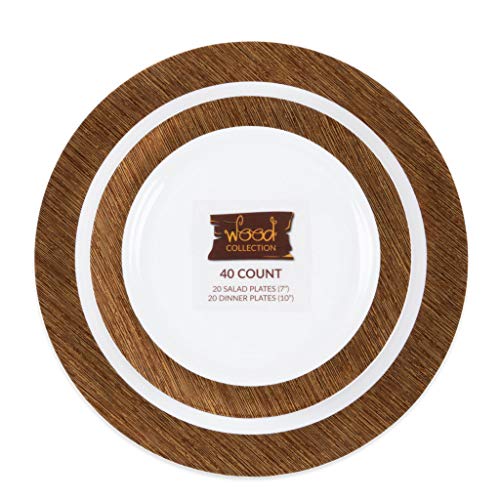 Wood Plastic Plates 40Cou