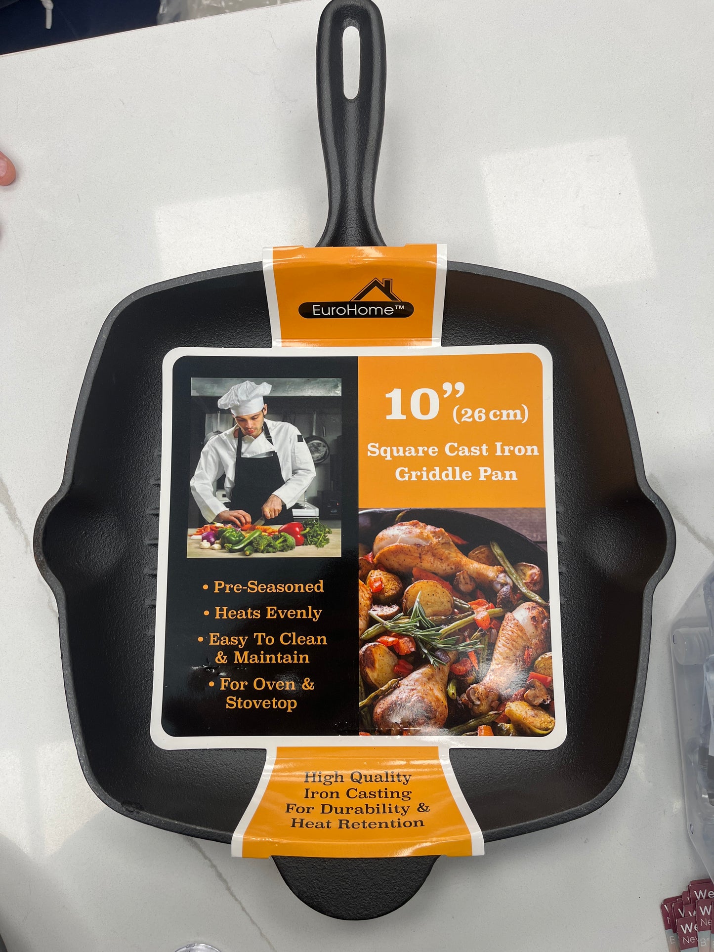 10” square cast iron pan