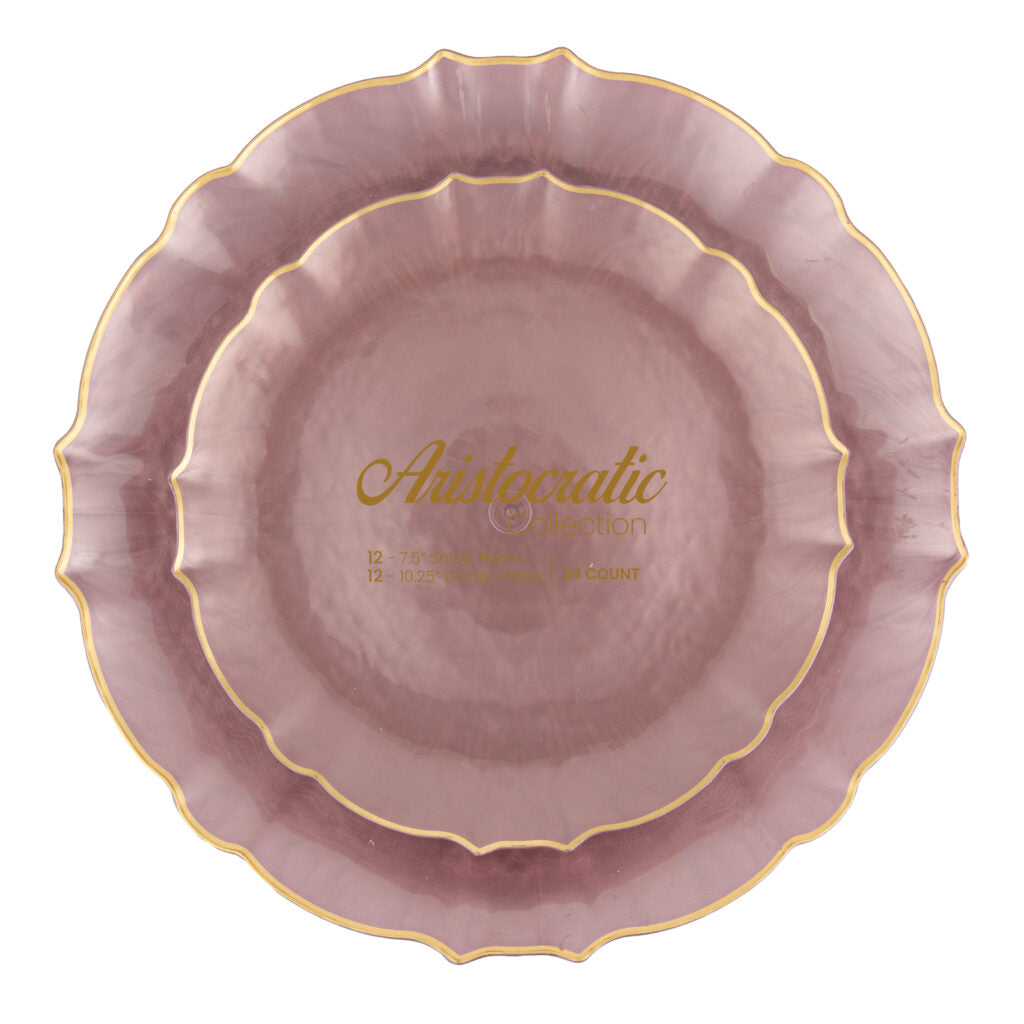 Aristocratic Pearl 7″ & 10″ Combo Pink/Gold Rim (24 Count)