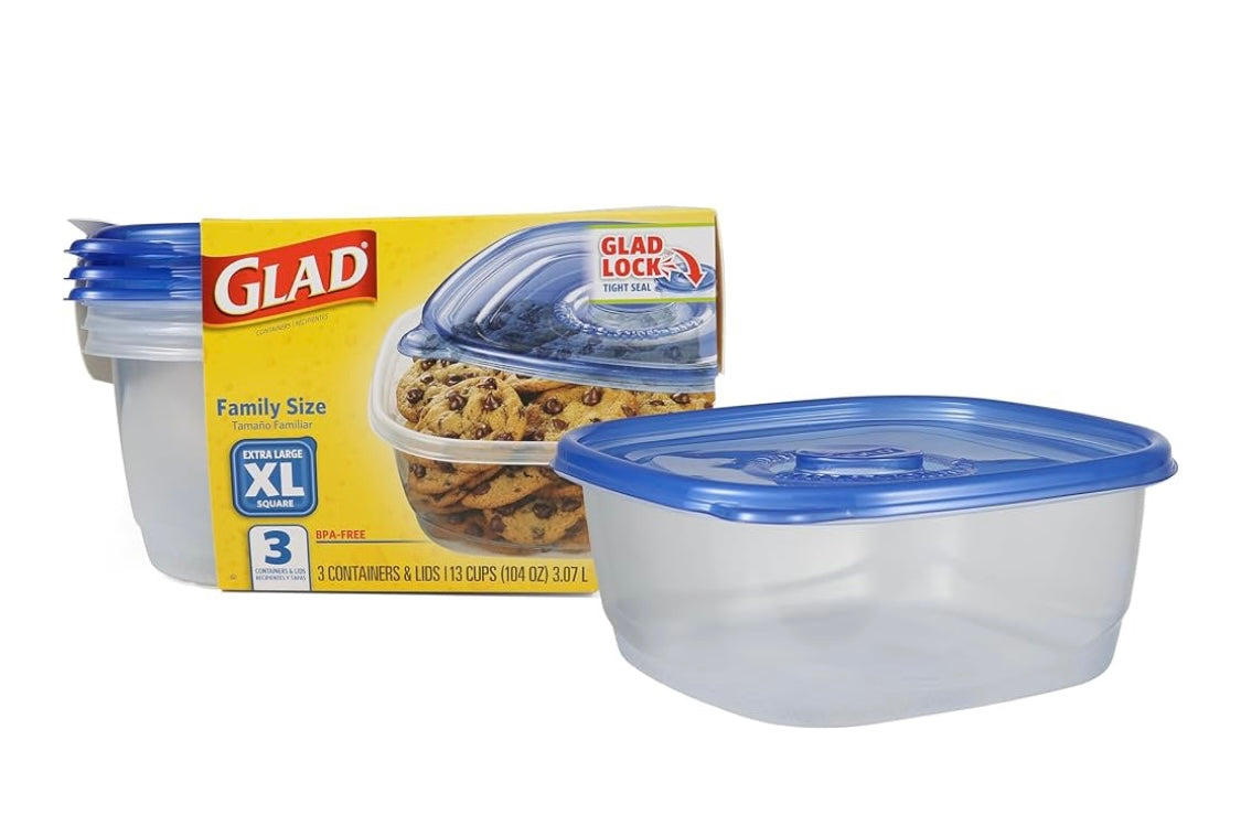 GLAD family size extra Large square containers 104oz