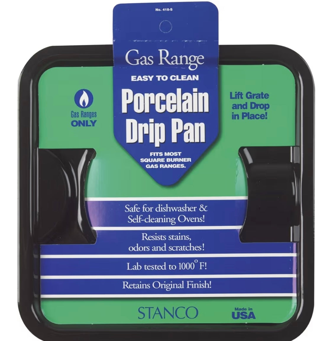 Stanco Gas Range Drip Pan for Gas Ranges - Square black