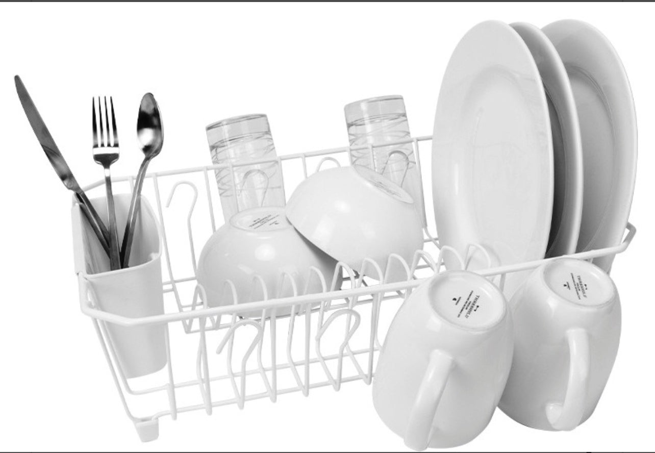 Kitchen details dish rack with cutlery holder 17 x 13 x 5 white
