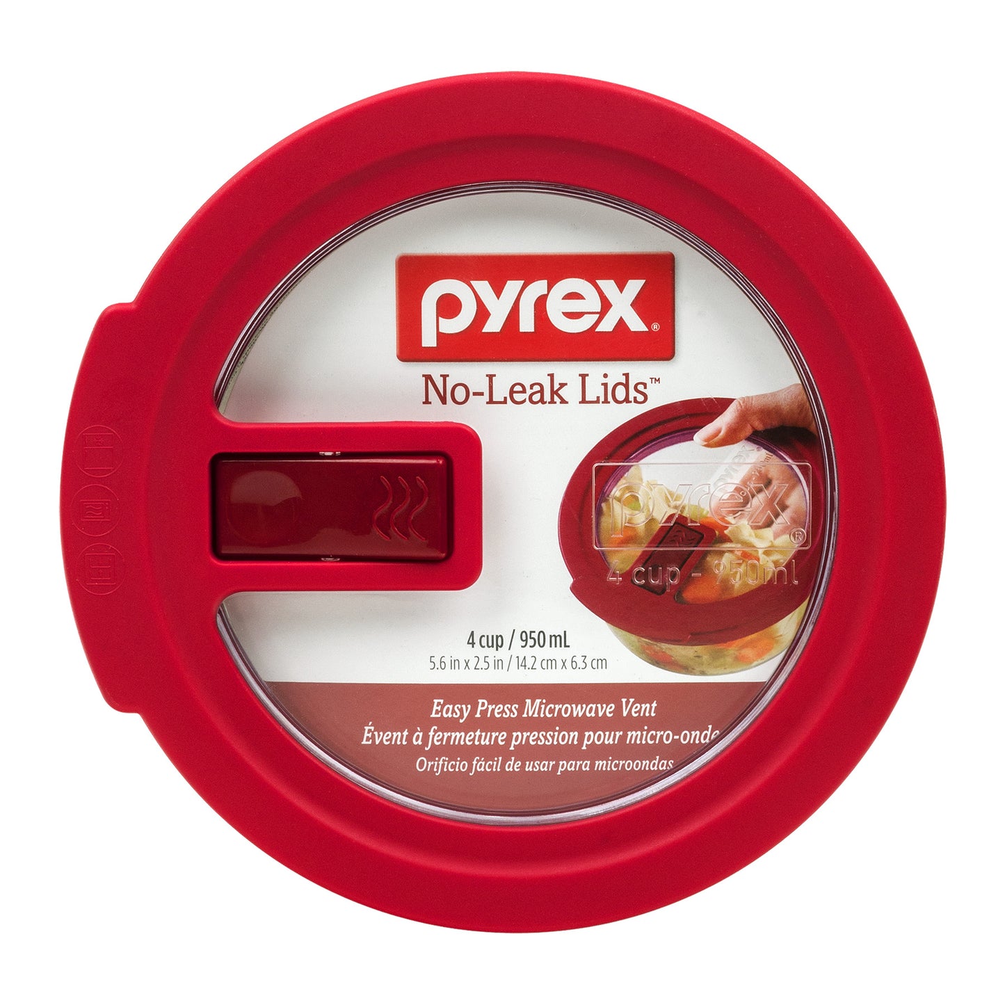Pyrex No Leak Lids 4 Cup Red