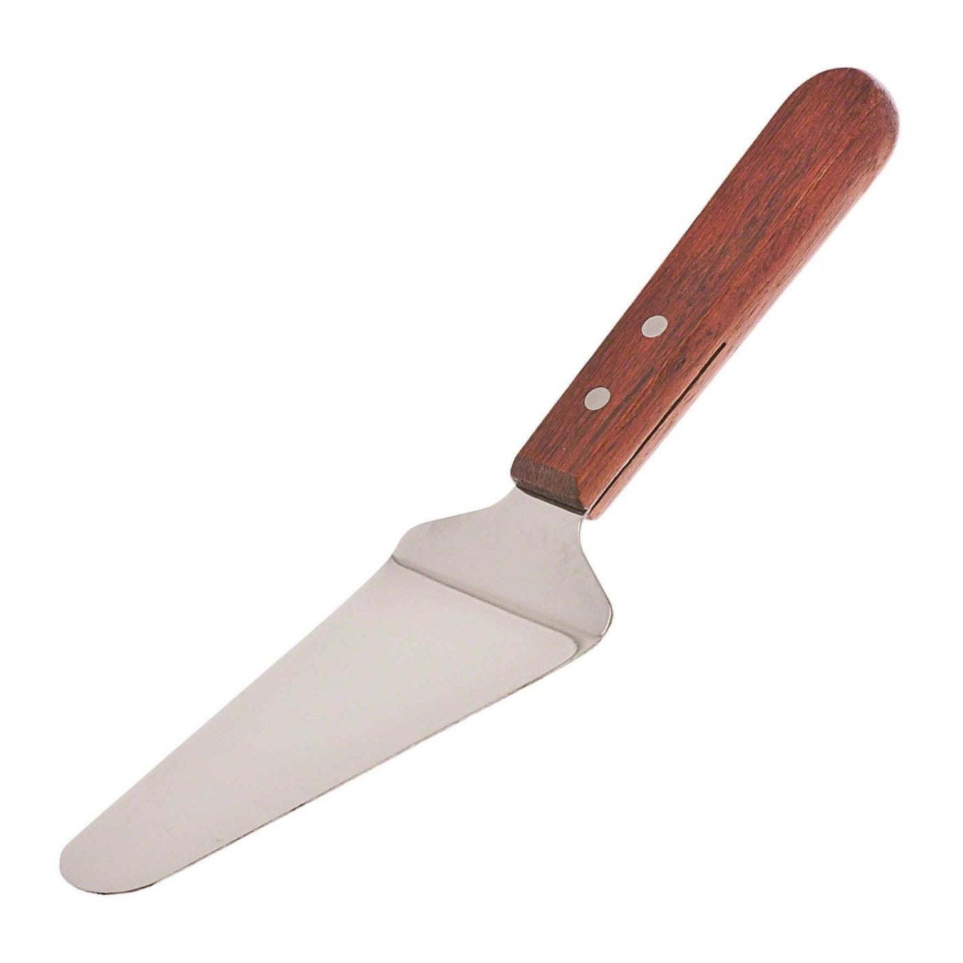 Offset pipe server, stainless steel wood handle