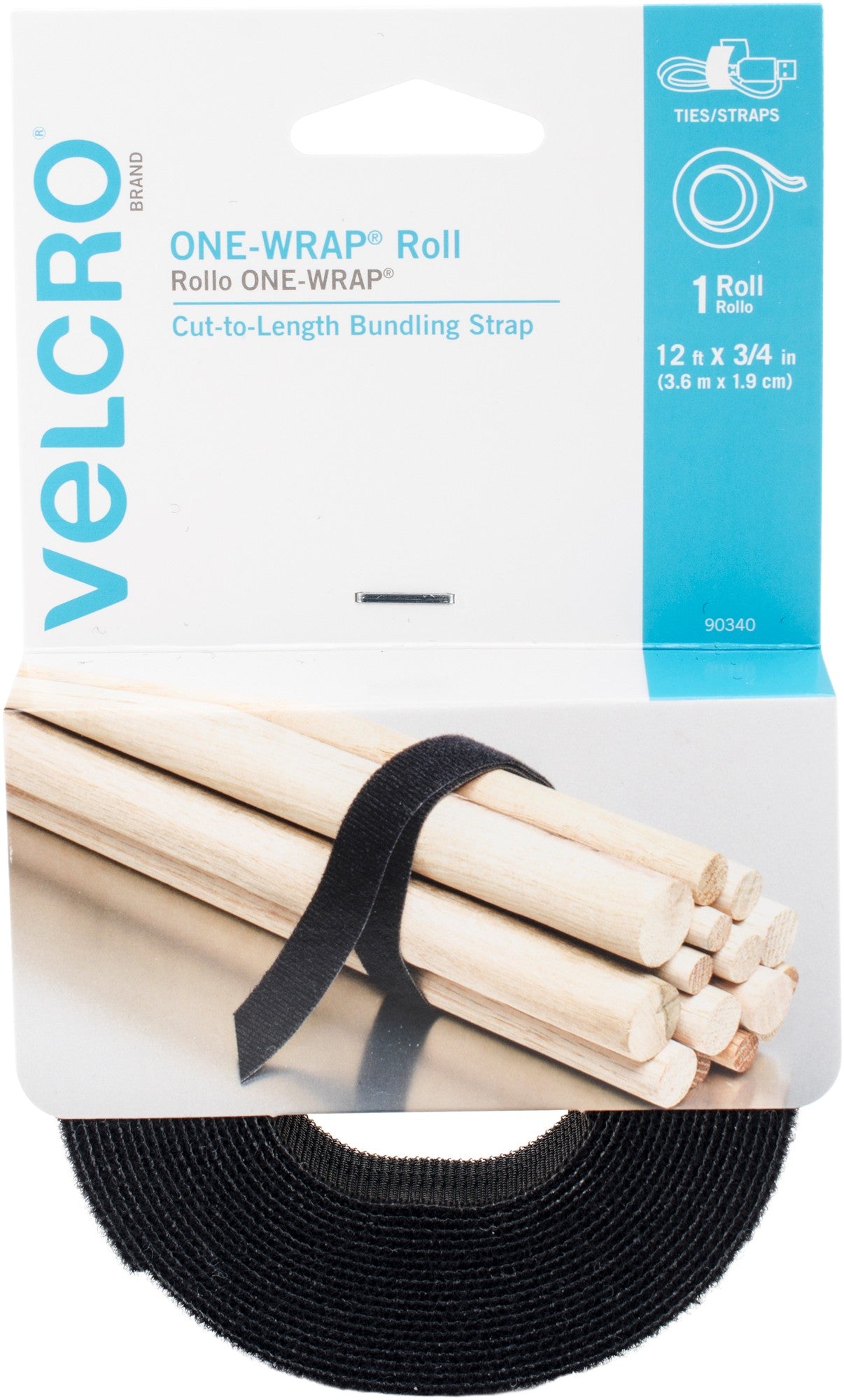 VELCRO-ONE WRAP STRAPS 12'X3/4