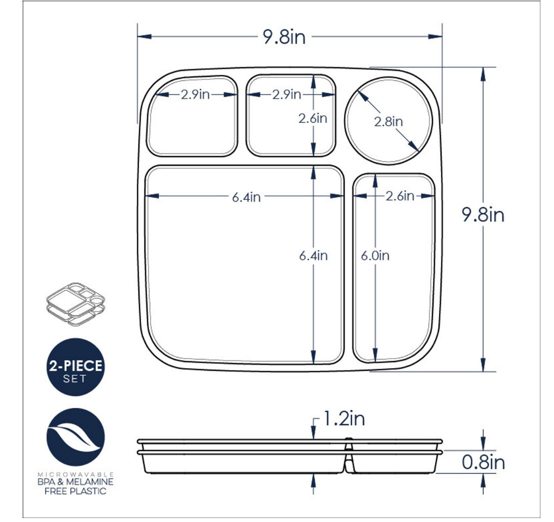 Divided Meal Tray - Set of 2