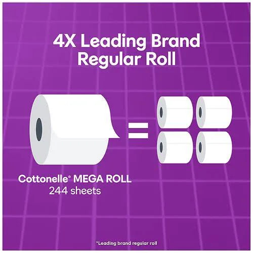 Cottonelle Ultra Soft Toilet Paper, Strong Toilet Tissue, 12 Mega Rolls 12=48