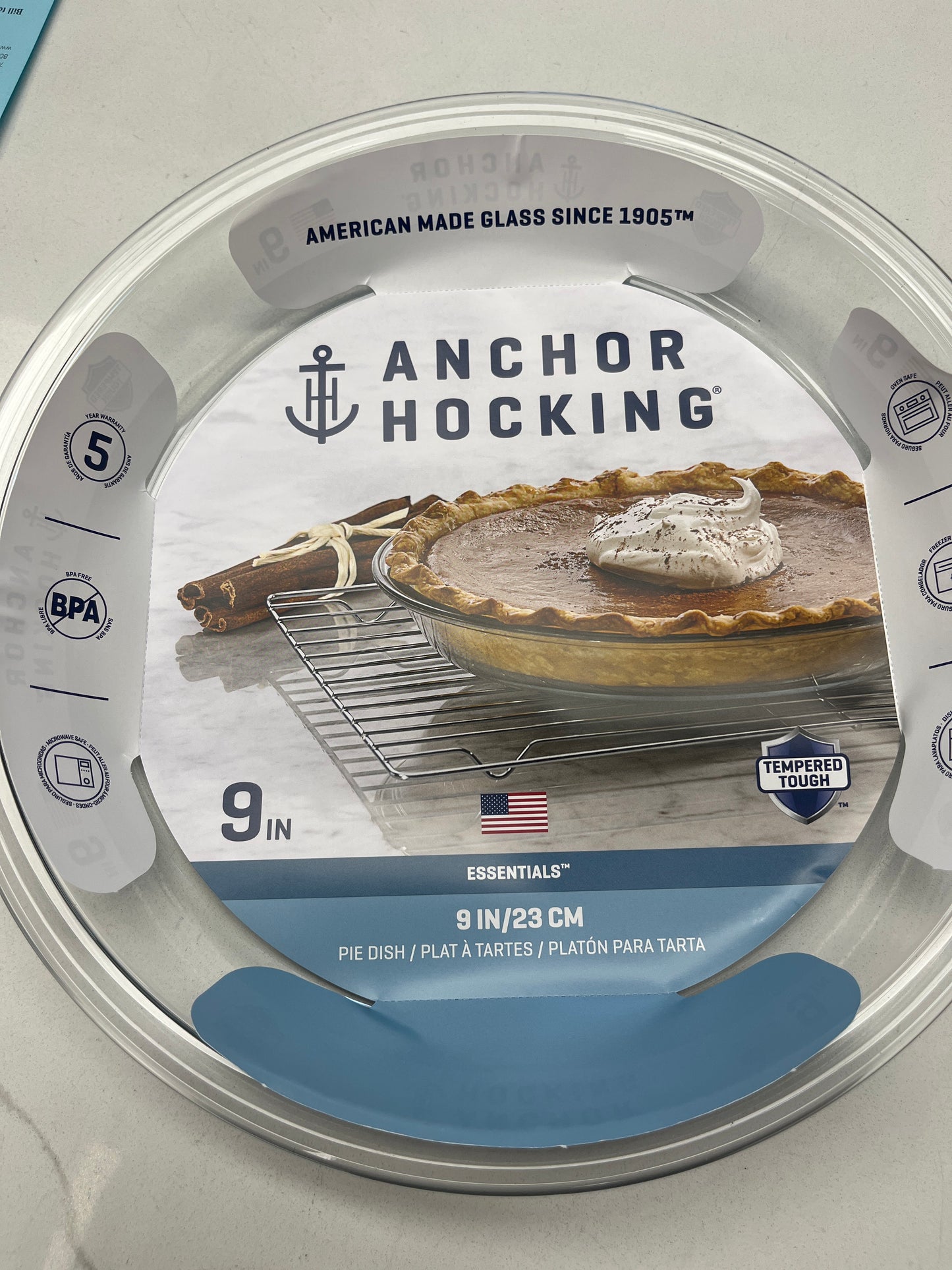 Anchor Hocking 9 inch glass pie pen