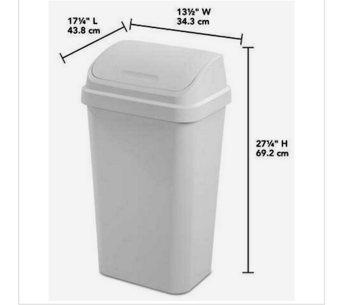 Trash can kitchen WASTE/COV-52qt-SWING TOP- WHITE