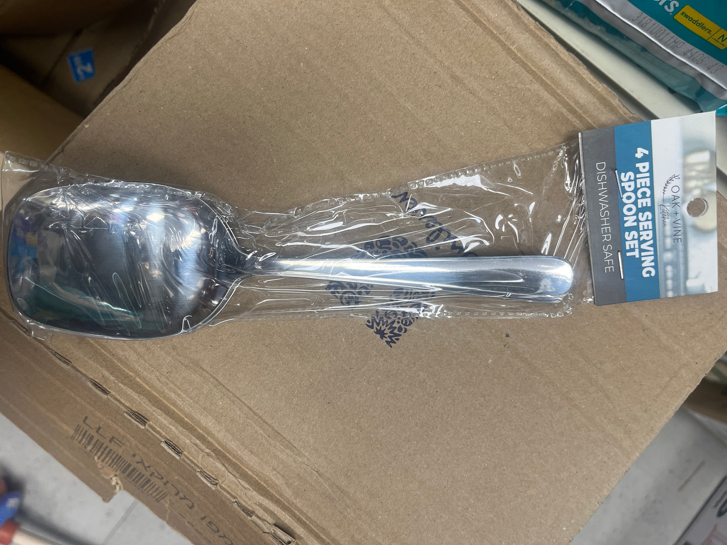 Four piece serving spoon set stainless steel