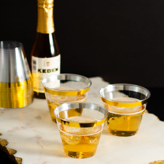 Clear 9oz Old Fash Gold Rim Cups (20 Count)