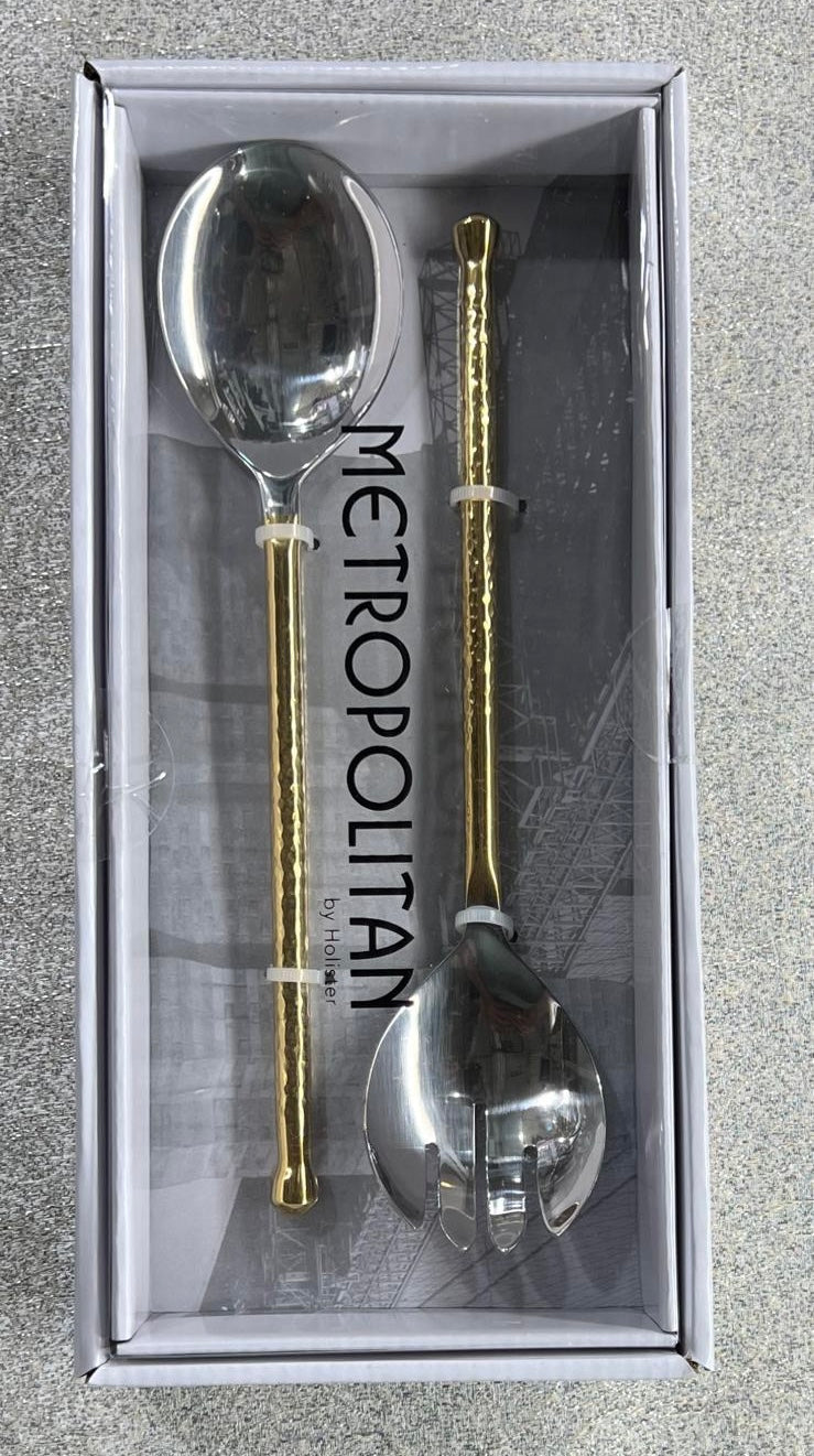 Metropolitan PETESH GOLD HANDLE HAMMERED SERVERS