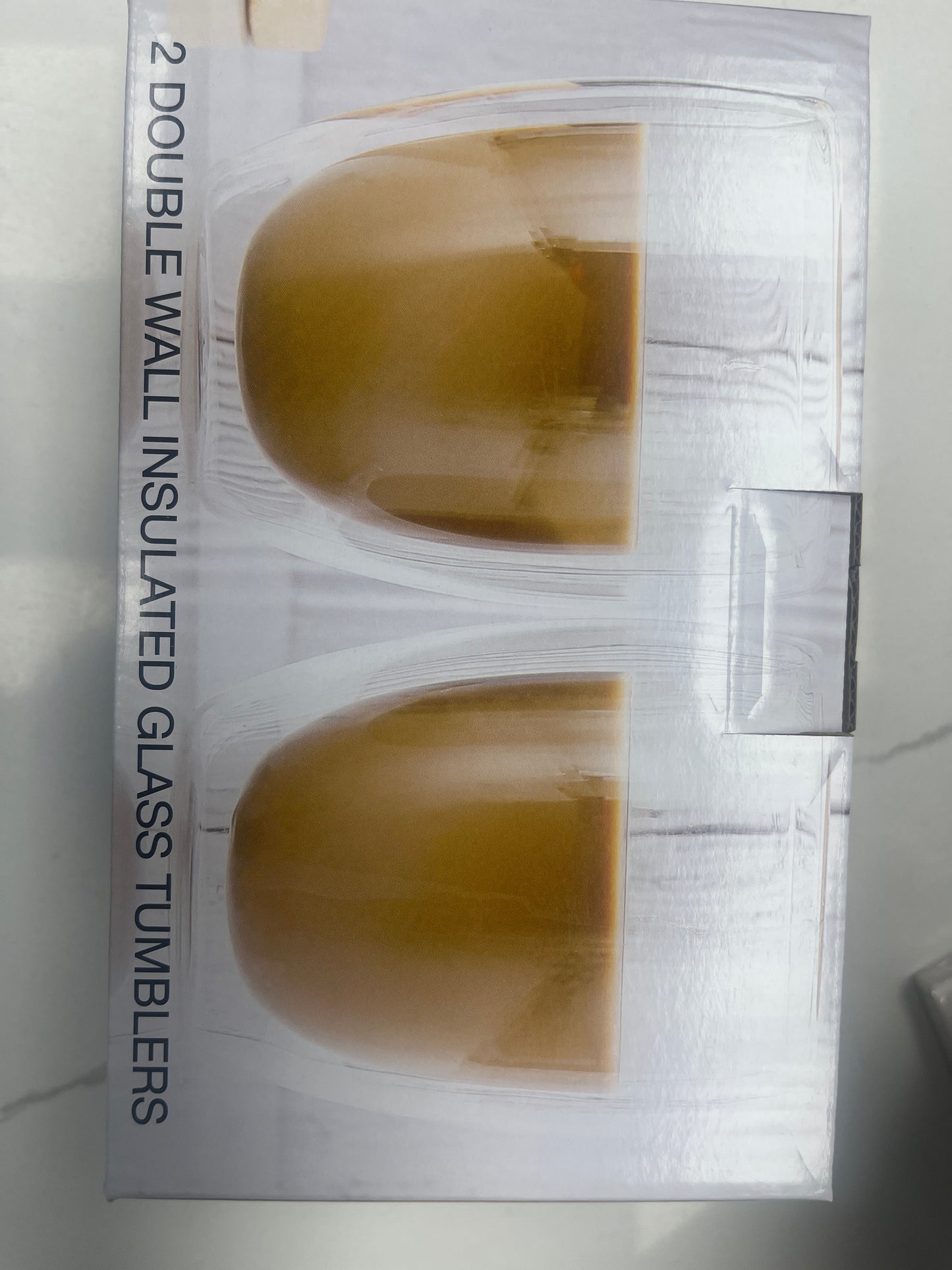 Two double wall insulated glass cups