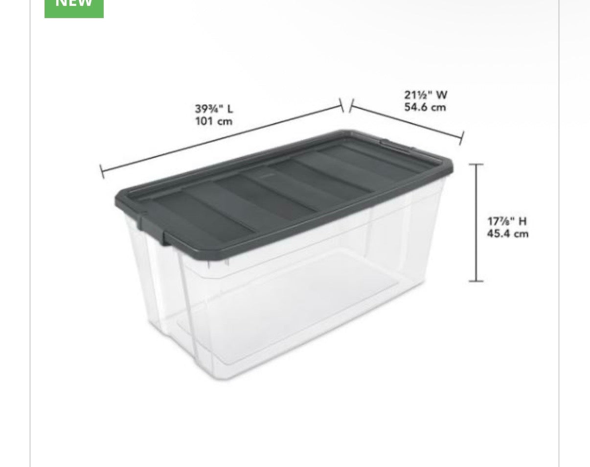 STORAGE STACKER LATCH BOX – 200 QT. CLEAR w/GRAY LID