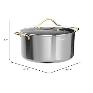 Ciwete 8 Quart Stock Pot, 3 Ply Whole Clad Stainless Steel Stock Pot, 8 QT Cooking Pot with Lid, Induction Pot for Cooking, 18/10 Stainless Steel Cookware Stockpots Oven, Gas and Dishwasher Safe