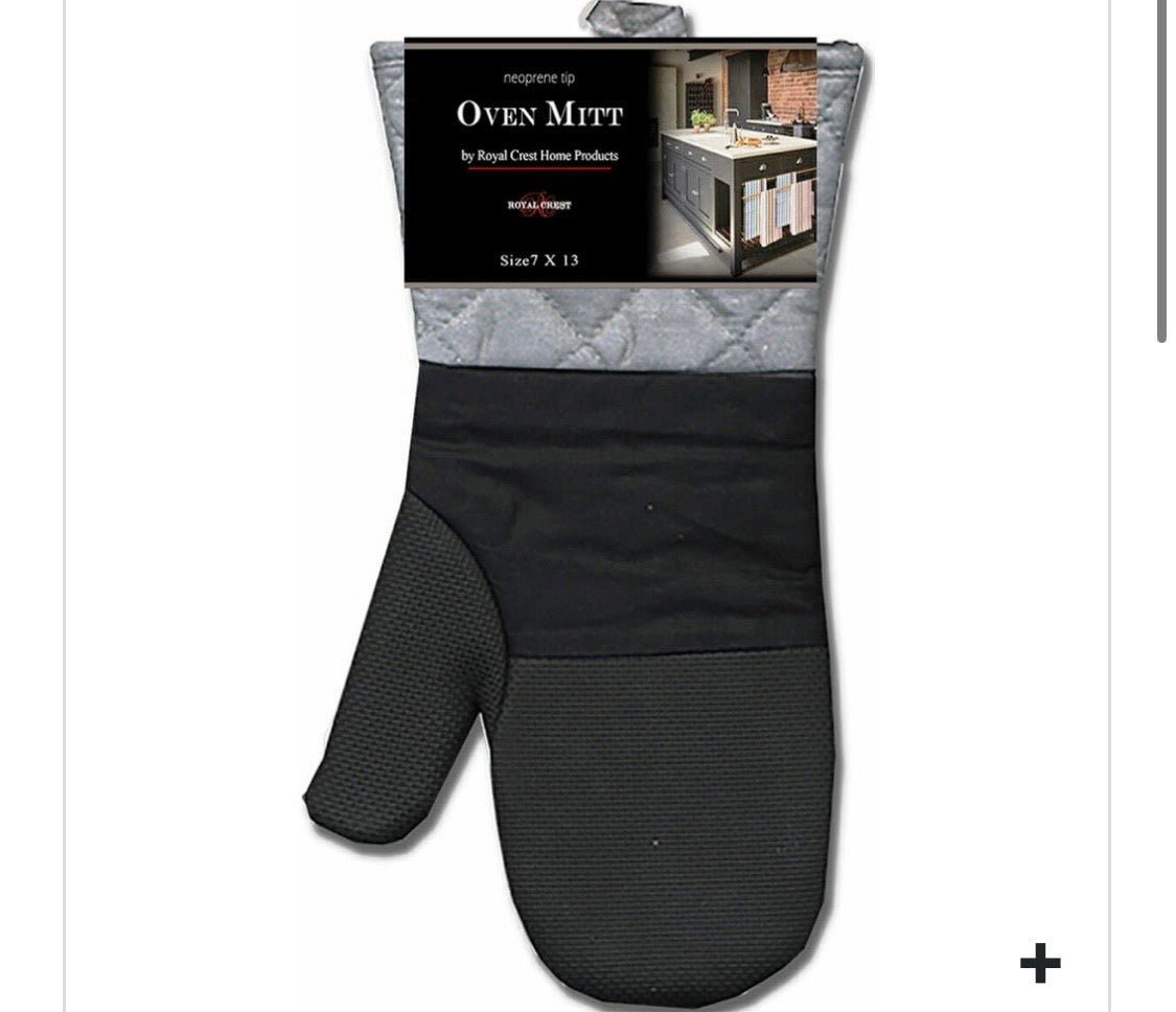 OVEN MITT- BLK W/ SILVER NEOPRENE