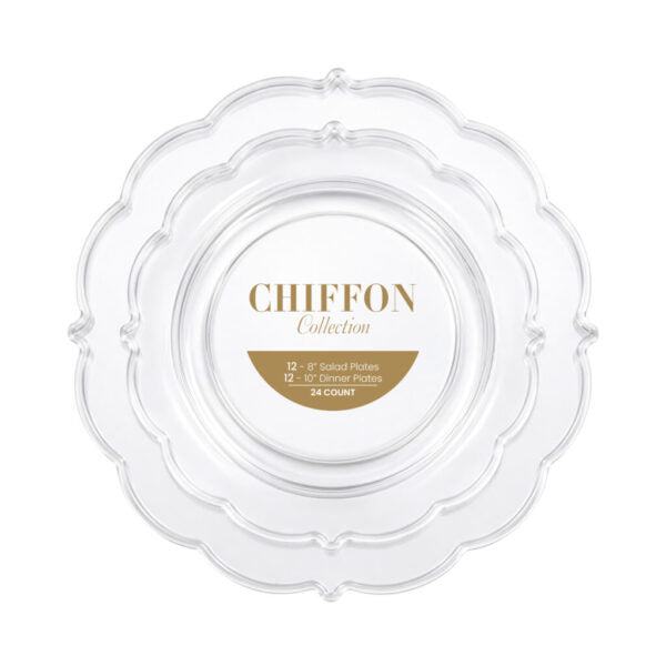 Chiffon Plates Combo Clear 8″ & 10″ (24 Count)