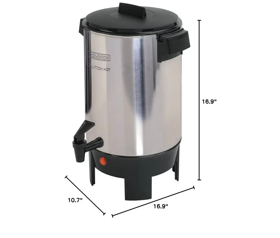 Dominion Premium 30 Cup Coffee Urn - Aluminum Coffee Dispenser For Quick Brewing - Automatic Hot Water Dispenser - Ideal for Large Crowds - Perfect for Any Occasion