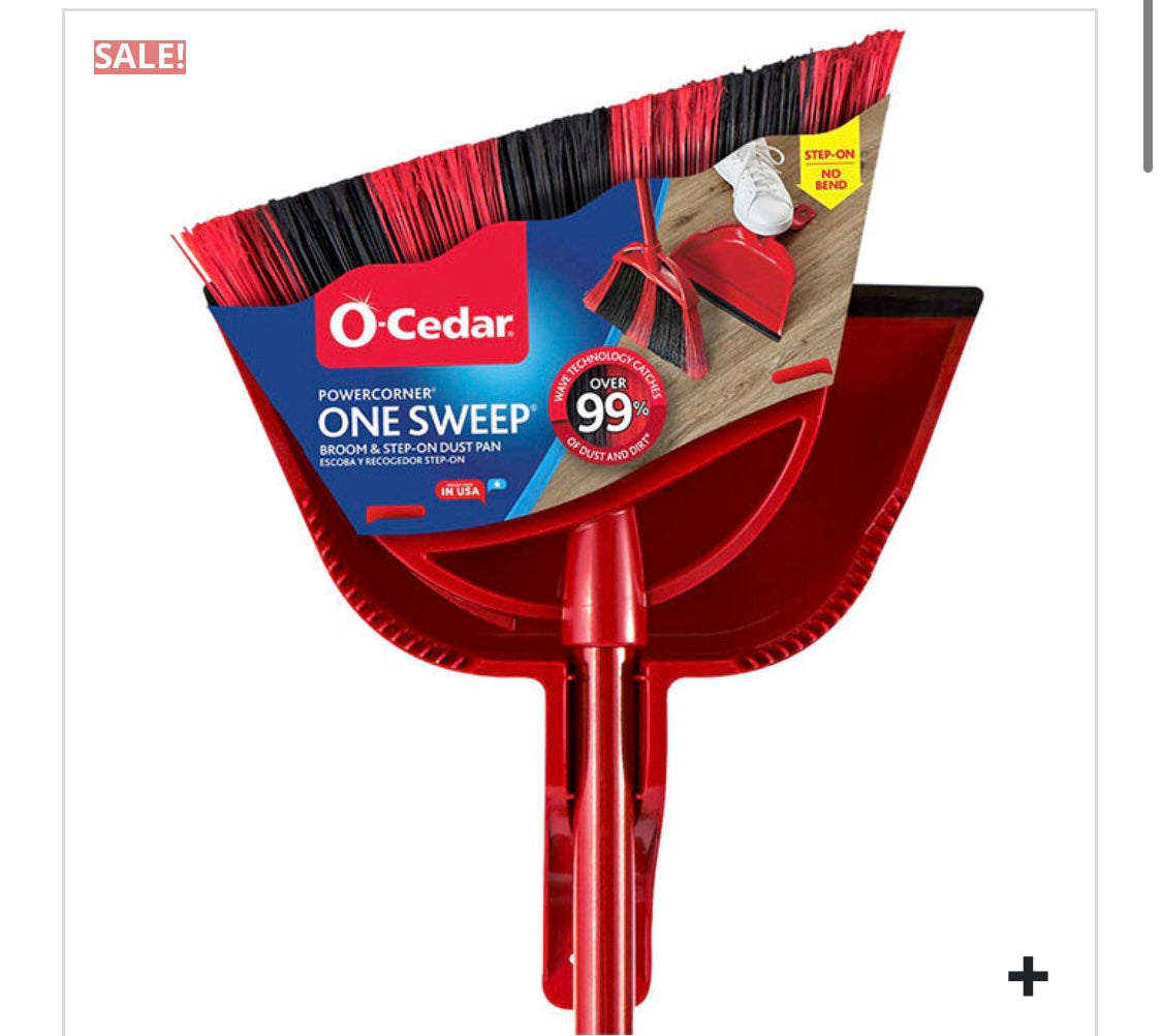 OCEDAR SM. POWER CORNER ANGLE BROOM W/ DUAL ACTION DUST PAN