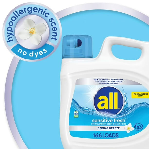 all Liquid Laundry Detergent, Sensitive Fresh, 208 Ounce, 166 Loads